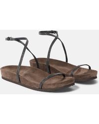 Brunello Cucinelli - Sandalen Monili Aus Leder - Lyst