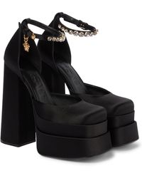 Versace Medusa Aevitas Satin Platform Court Shoes - Black