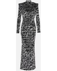 Balmain - Ls Bodycon Love Letter Long Dress - Lyst