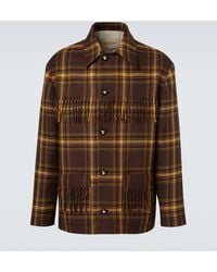 Valentino - Checked Fringed Virgin Wool Jacket - Lyst