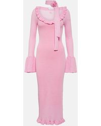 Blumarine - Ruffled Wool Midi Dress - Lyst