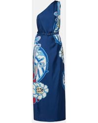 La DoubleJ - Roy Printed One-Shoulder Silk Twill Maxi Dress - Lyst
