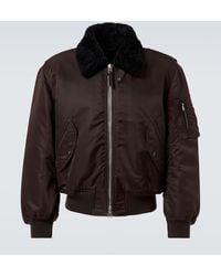 Tom Ford - Shearling-Trimmed Satin Bomber Jacket - Lyst
