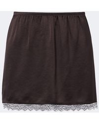Leset - Barb Lace-Trimmed Satin Miniskirt - Lyst