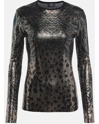 Etro - Top in jersey con pailettes - Lyst