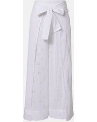 Polo Ralph Lauren - Broderie Anglaise Cotton Poplin Wide-Leg Pants - Lyst