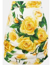 Dolce & Gabbana - Minifalda en mezcla de seda floral - Lyst