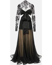 Zimmermann - Illustration Flounce Lace-Trimmed Silk Gown - Lyst