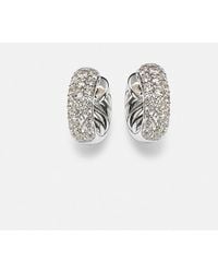 David Yurman - Dy Mercer Micro Sterling Hoop Earrings With Diamonds - Lyst