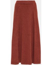 JOSEPH A-line Linen-blend Midi Skirt - Red
