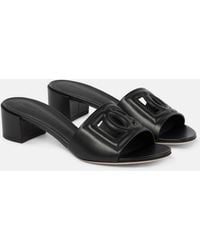 Dolce & Gabbana - Sandales à enfiler noires à logos - Lyst