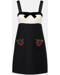 Valentino - Crepe Couture Embroidered Minidress - Lyst