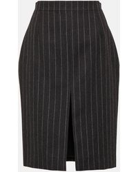 Saint Laurent - Pinstripe Wool Pencil Skirt - Lyst