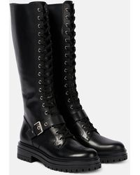 Gianvito Rossi - Lace-Up Leather Knee-High Boots - Lyst