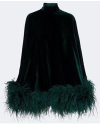‎Taller Marmo - Vegas Feather-Trimmed Velvet Kaftan - Lyst