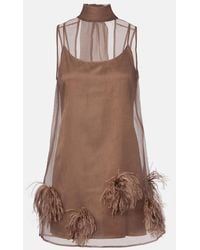 STAUD - Albee Feather-Trimmed Minidress - Lyst