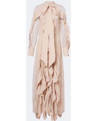 Blumarine - Ruffled Tie-Neck Lace Gown - Lyst