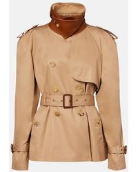 Chloé - Cropped Cotton Gabardine Trench Coat - Lyst