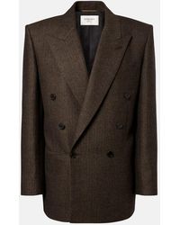 Saint Laurent - Herringbone Double-Breasted Wool Blazer - Lyst