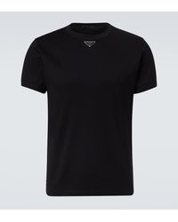 Prada - Triangle Cotton Jersey T-Shirt - Lyst