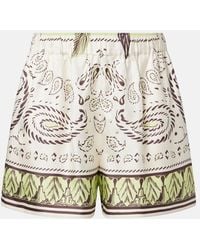 Tory Burch - Printed Silk Shorts - Lyst
