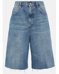 Gucci - Crystal-embellished Denim Shorts - Lyst