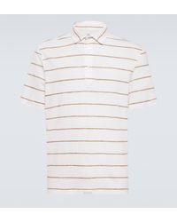 Brunello Cucinelli - Striped Linen And Cotton Polo Shirt - Lyst