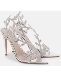 Gianvito Rossi - Flavia 105 Embellished Mirrored Leather Sandals - Lyst