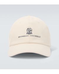 Brunello Cucinelli - Logo Leather-Trimmed Twill Baseball Cap - Lyst
