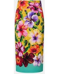 Dolce & Gabbana - Floral Silk-Blend Pencil Skirt - Lyst