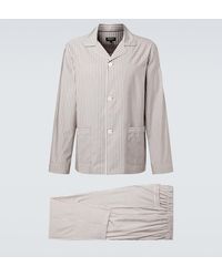 ZEGNA - Striped Silk, Cotton, And Cashmere Pajamas - Lyst