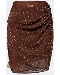 JACQUES WEI - Draped Embellished Lace-Trimmed Miniskirt - Lyst