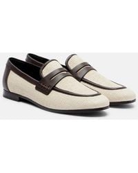 Brunello Cucinelli - Woven Leather-Trimmed Penny Loafers - Lyst