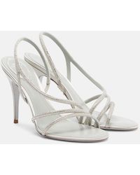 Rene Caovilla - Crystal-Embellished Satin Sandals - Lyst