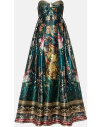 Camilla - Printed Strapless Satin Gown - Lyst