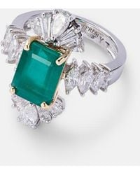 YEPREM - Reign Supreme 18Kt Ring With Diamonds And Emerald - Lyst