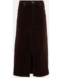 FRAME - Corduroy Button-Front Midi Skirt - Lyst