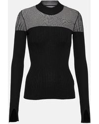 Wolford - Contoured Ribs Mesh-Trimmed Virgin Wool Top - Lyst