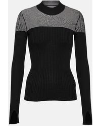 Wolford - Contoured Ribs Mesh-trimmed Virgin Wool Top - Lyst