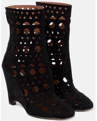 Alaïa - Vienne Suede Wedge Ankle Boots - Lyst