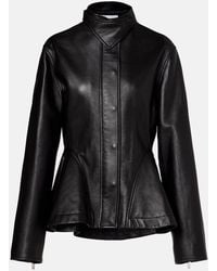 Alaïa - Peplum Leather Jacket - Lyst