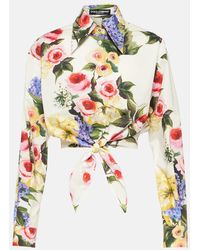 Dolce & Gabbana - Camisa cropped de popelin de algodon - Lyst
