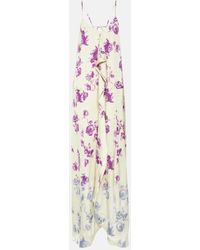 Jil Sander - Vestido largo floral con volantes - Lyst