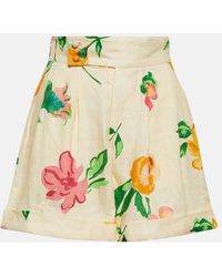 ALÉMAIS - Shorts de lino floral con tiro alto - Lyst
