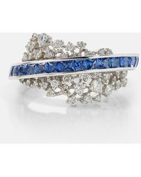 ANANYA - Ring Scatter Energy Aus 18Kt Weissgold Mit Diamanten Und Saphiren - Lyst