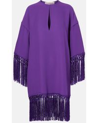 Valentino - Vestido Corto De Cady Couture Con Flecos - Lyst