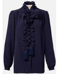 Valentino - Blusa De Seda Con Volantes - Lyst