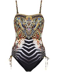 Camilla Bedruckter Badeanzug - Schwarz