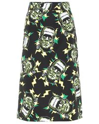 Prada Gonna a stampa in cotone - Verde