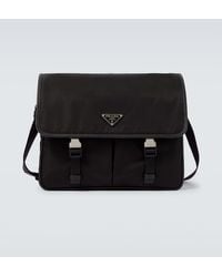 Prada - Re-Nylon Leather-Trimmed Messenger Bag - Lyst
